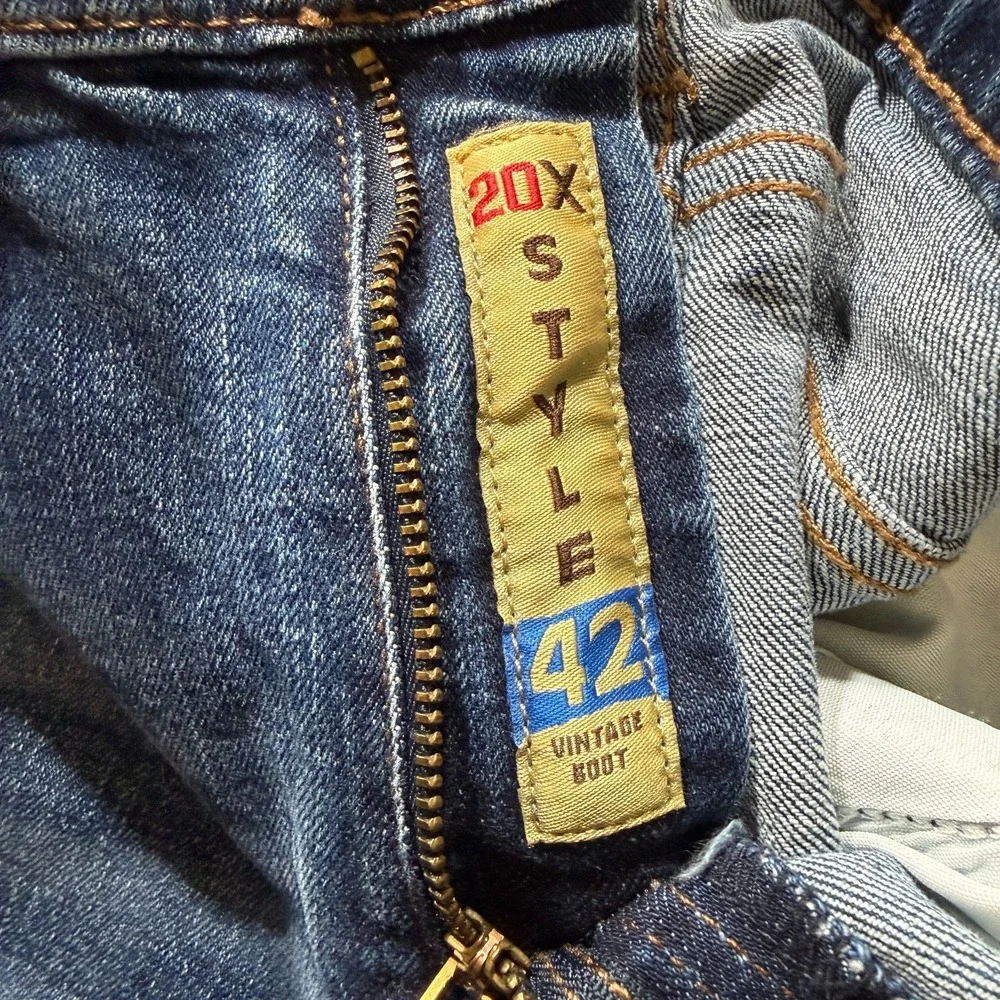 Wrangler 20X Jeans Mens‎ 32x30 Blue Dark Wash Style 42 Vintage Boot Embroidered
